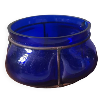 Blue blown metal Venetian glass pot