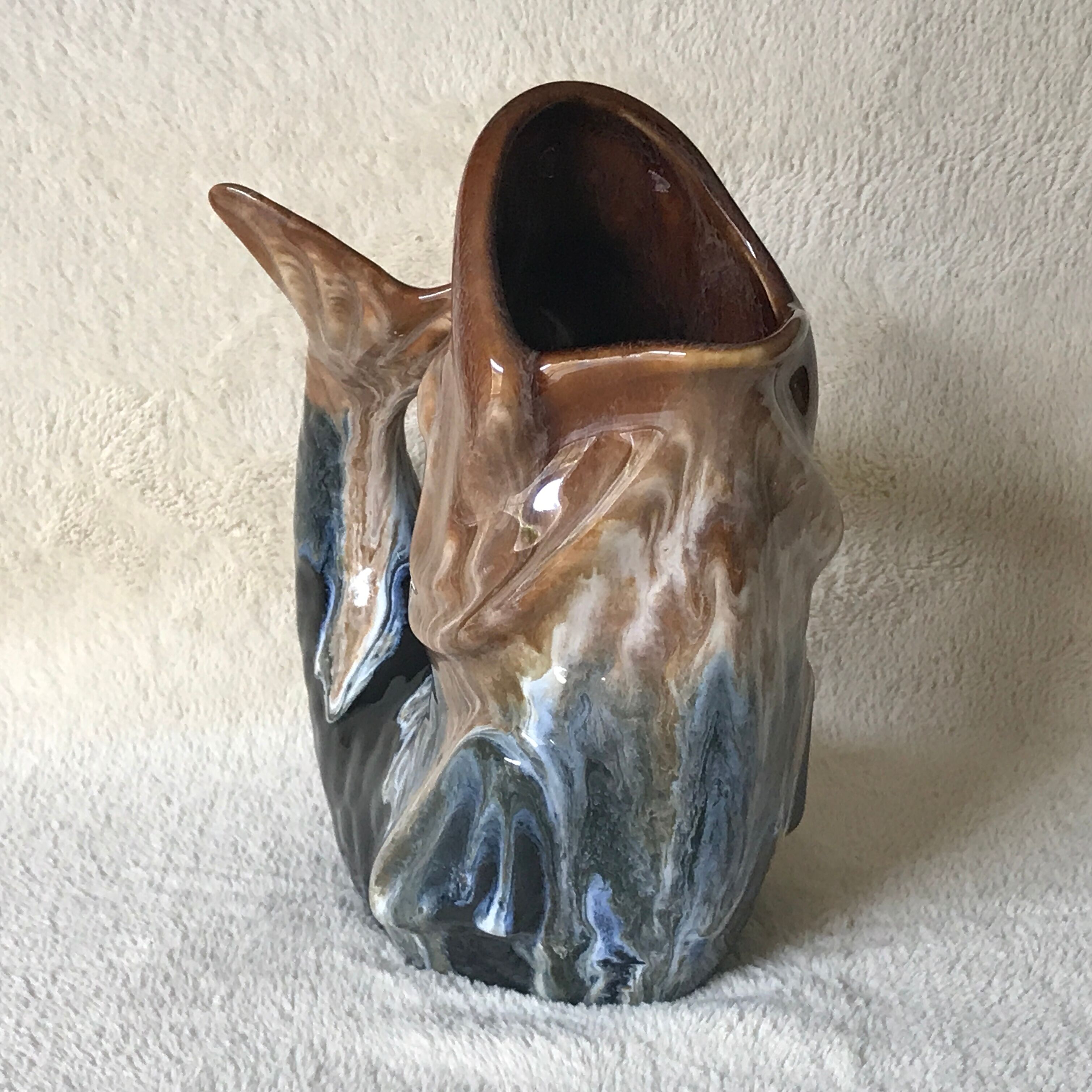 Pitcher, Zoomorphic jug depicting a fish, Grès Flammés du Morvan Petit Massé