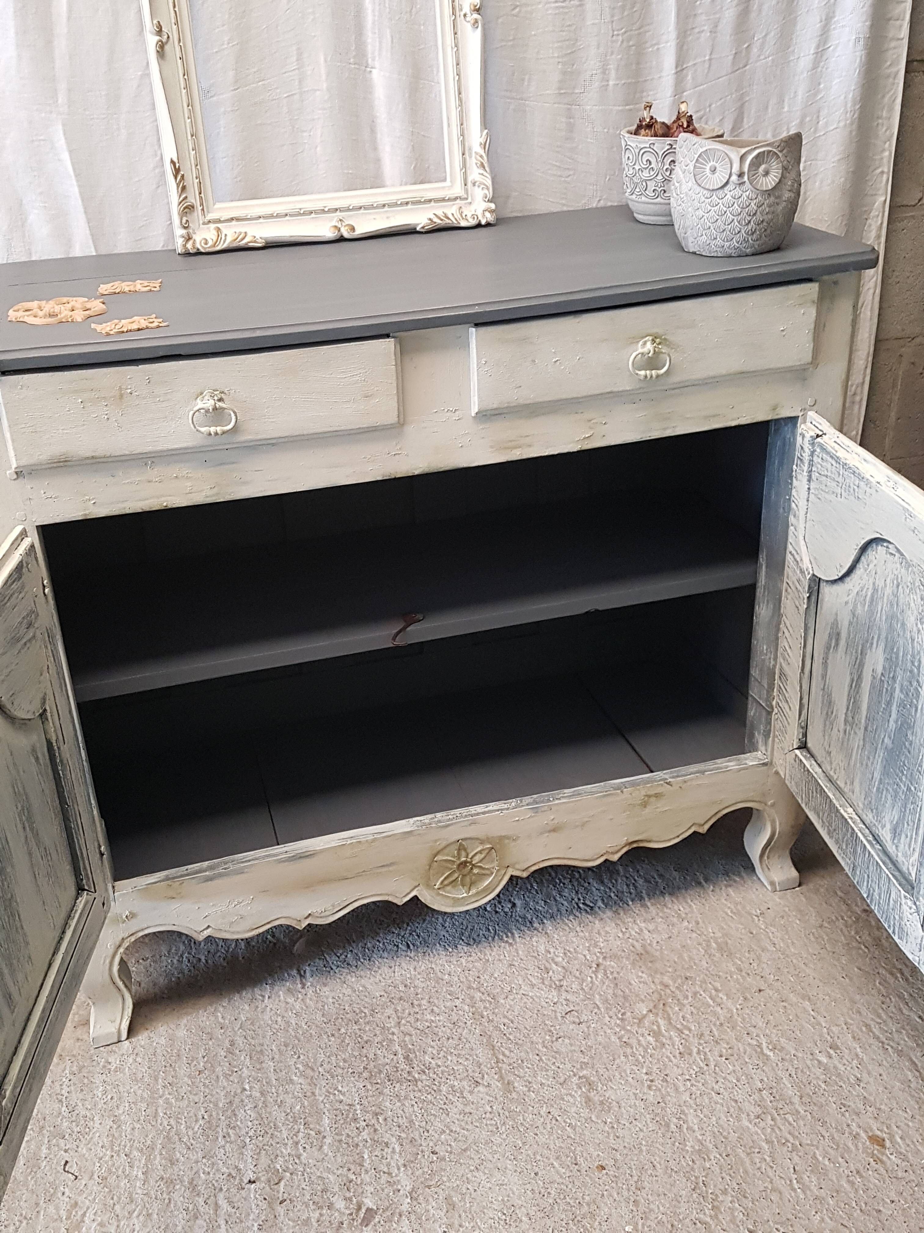 Furniture two doors and two drawers patinated