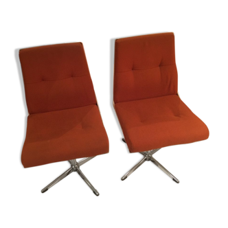 Pair of desk chairs vintage orange