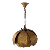 Suspension vintage métal doré, France, 1970