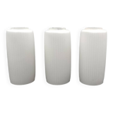 Mid Century Modern White Glass Light Shade Set of 3 Long Stripes