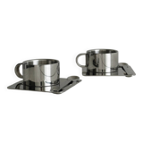 Designer stainless steel cups with tray and spoon
