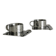 Designer stainless steel cups with tray and spoon