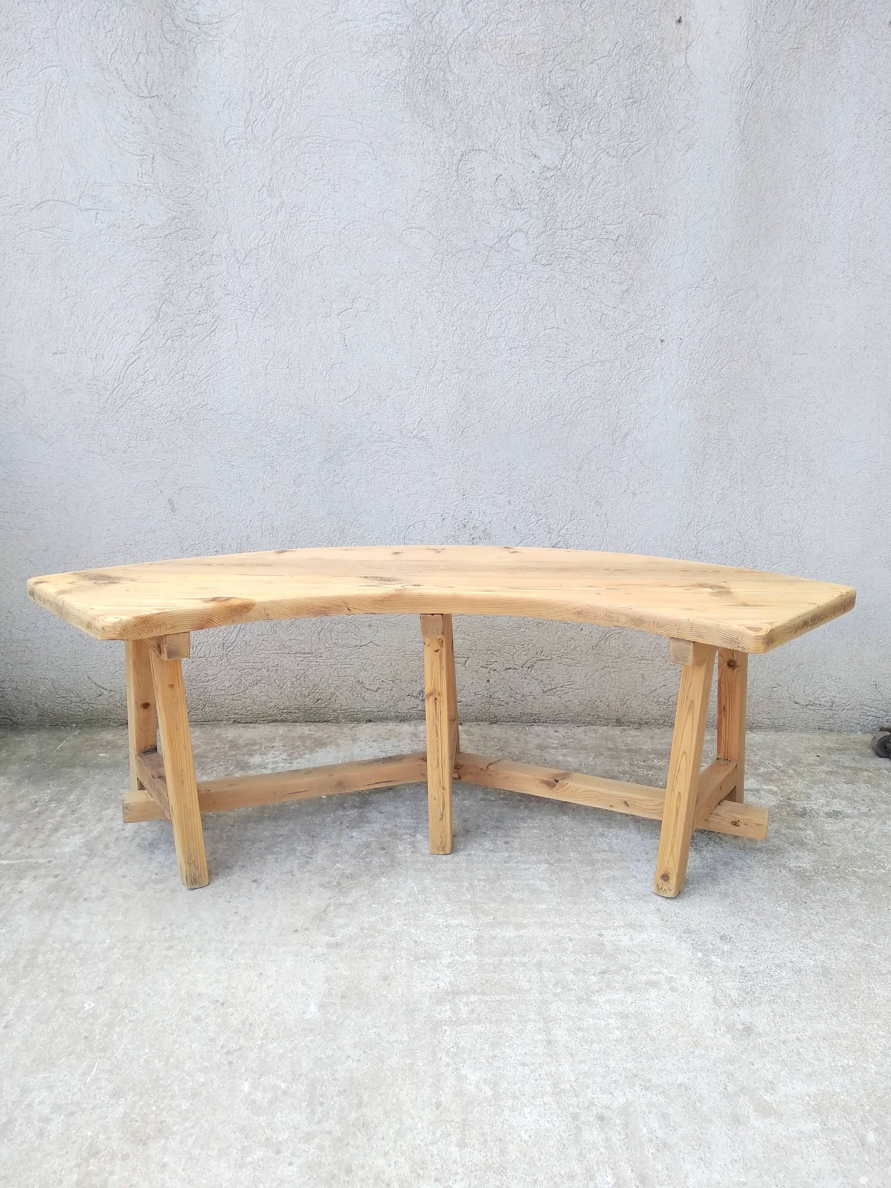 Vintage Curved Pine Bench