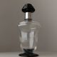 Transparent Murano glass decanter with black stopper and silver neck collar, Art Deco, 1930s Italy