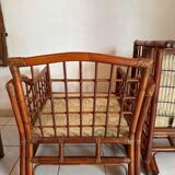 Pair of Rattan and Bamboo Armchairs