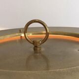 Brass floor lamp with a brass shade. Attributed to Maison Charles