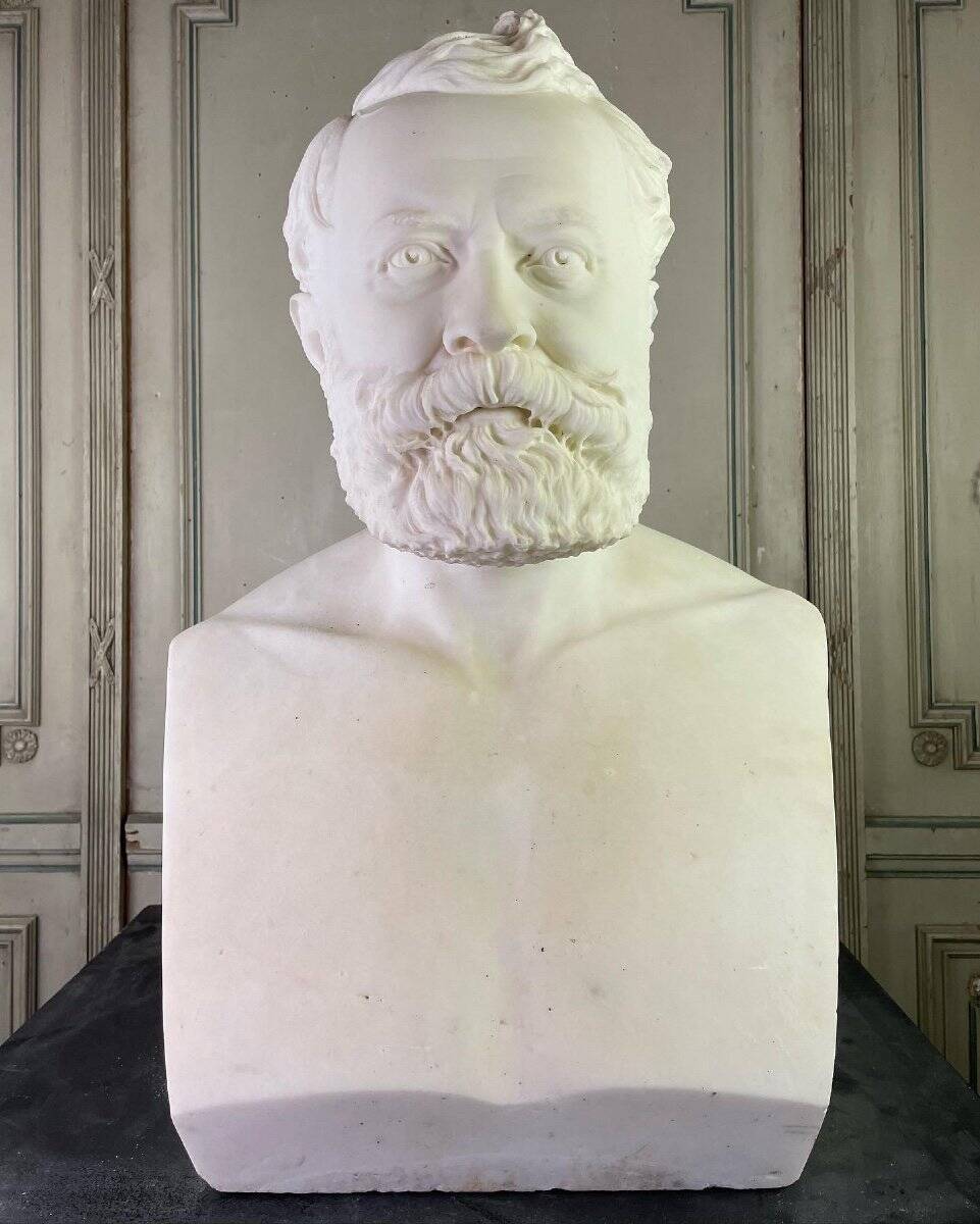 White marble statue bust signed Cassano