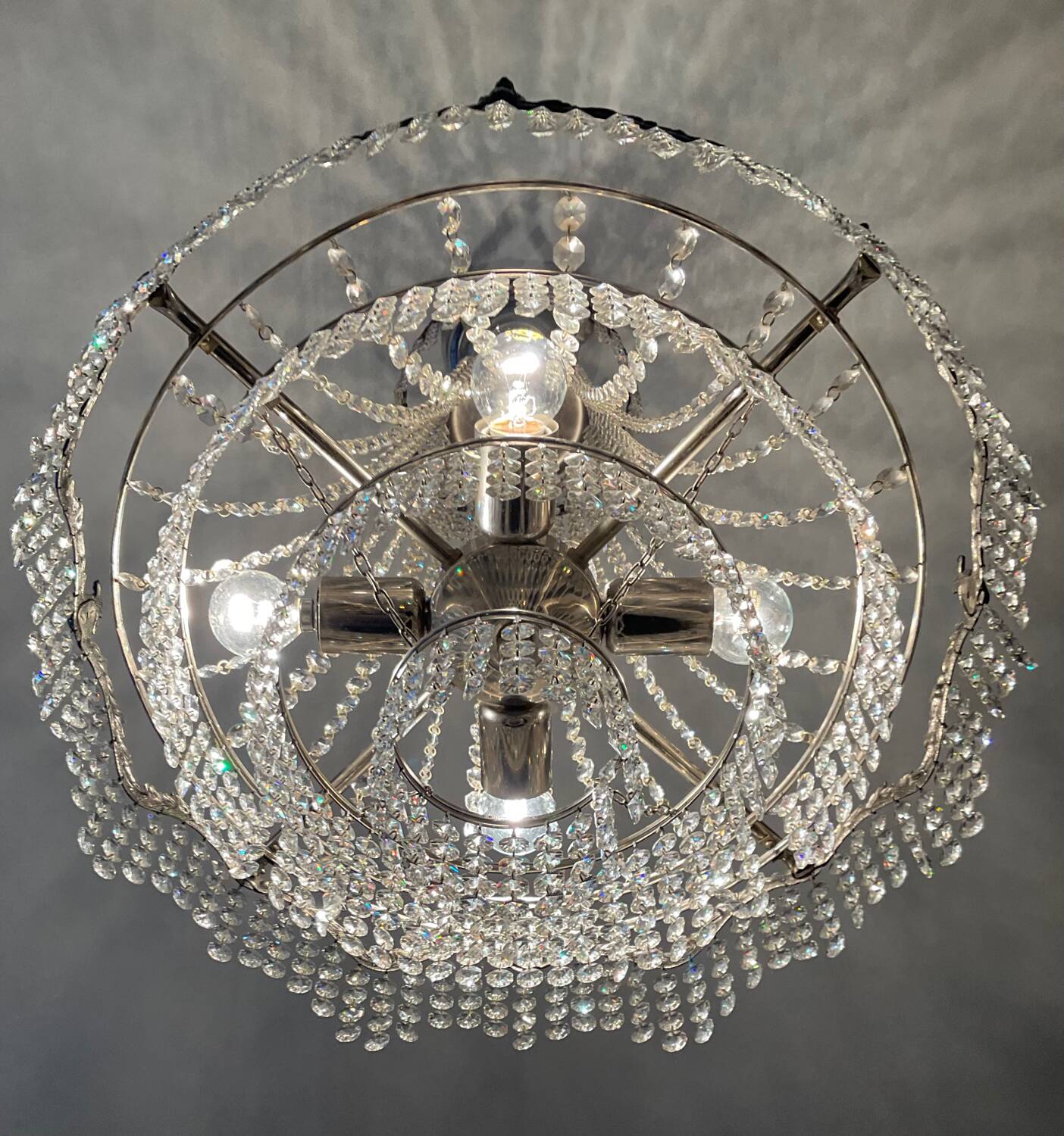 Lustre Montgolfière à pampilles en cristal