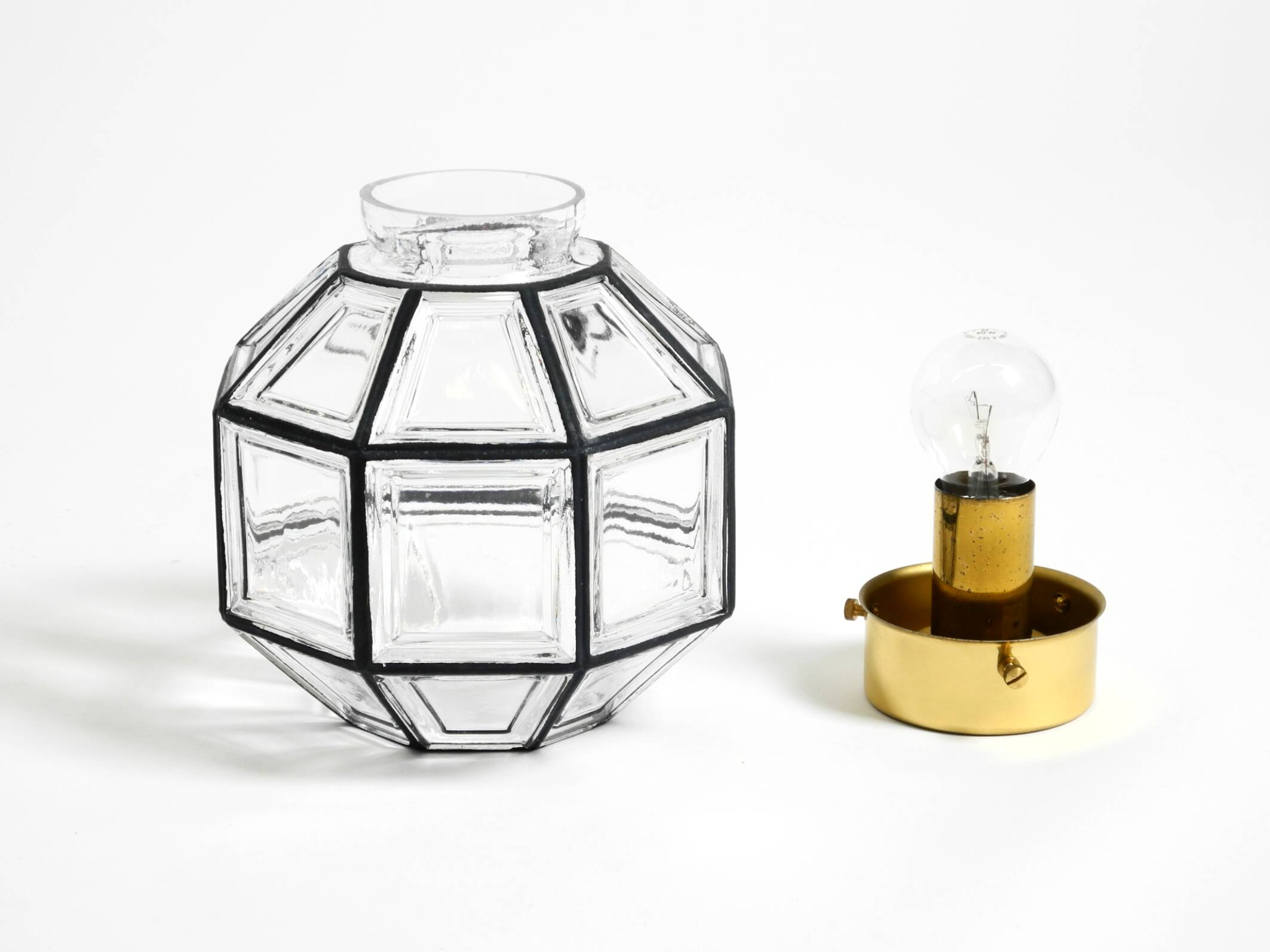 Beautiful 1970s Limburg glass ceiling lamp in octagon shape