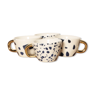 4 cups espresso blue terrazzo patterns