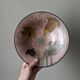 Brass bowl with hand-painted floral decoration, bohemian style.
