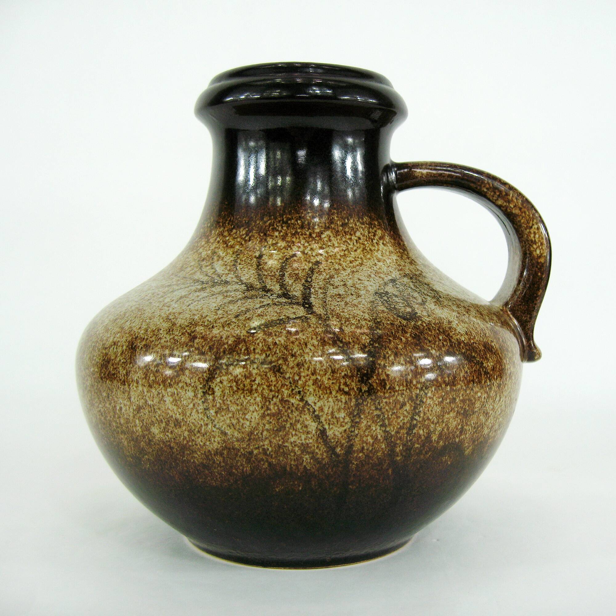 Brown Pitcher Vase - Scheurich West Germany Pottery - Vintage 70s