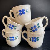 Set of 5 Vintage "Honorine" Mugs - Moulin des Loups (Orchies)