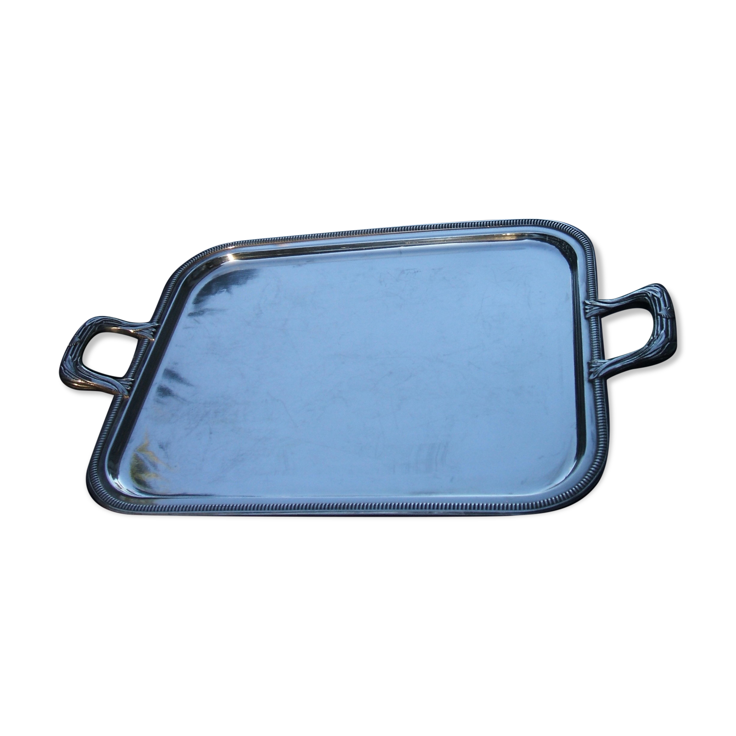 Silver metal service tray