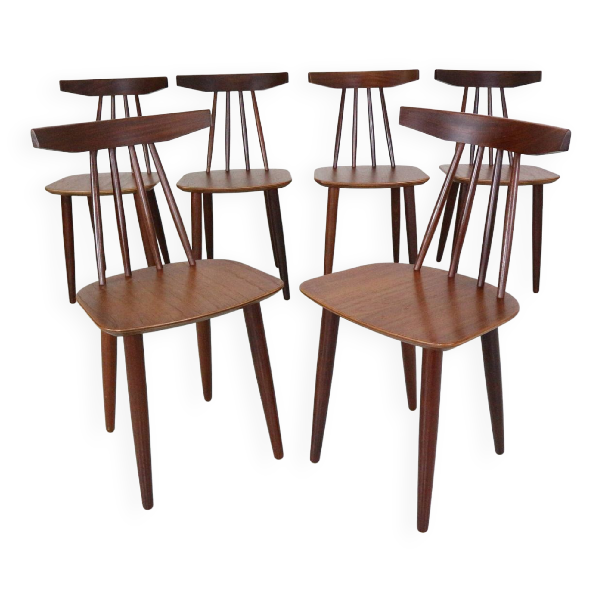 Poul Volther Set Of 6 Dinning Room Chairs "3705" For Fremel Røjle, Denmark, 1960