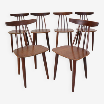 Poul Volther Set Of 6 Dinning Room Chairs "3705" For Fremel Røjle, Denmark, 1960