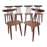 Poul Volther Set Of 6 Dinning Room Chairs "3705" For Fremel Røjle, Denmark, 1960