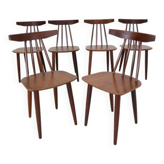 Ensemble de 6 chaises de salle à manger "3705" Poul Volther pour Fremel Røjle, Danemark, 1960