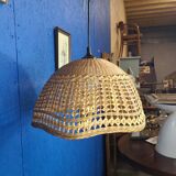 Abat jour pendant lamp in vintage wicker