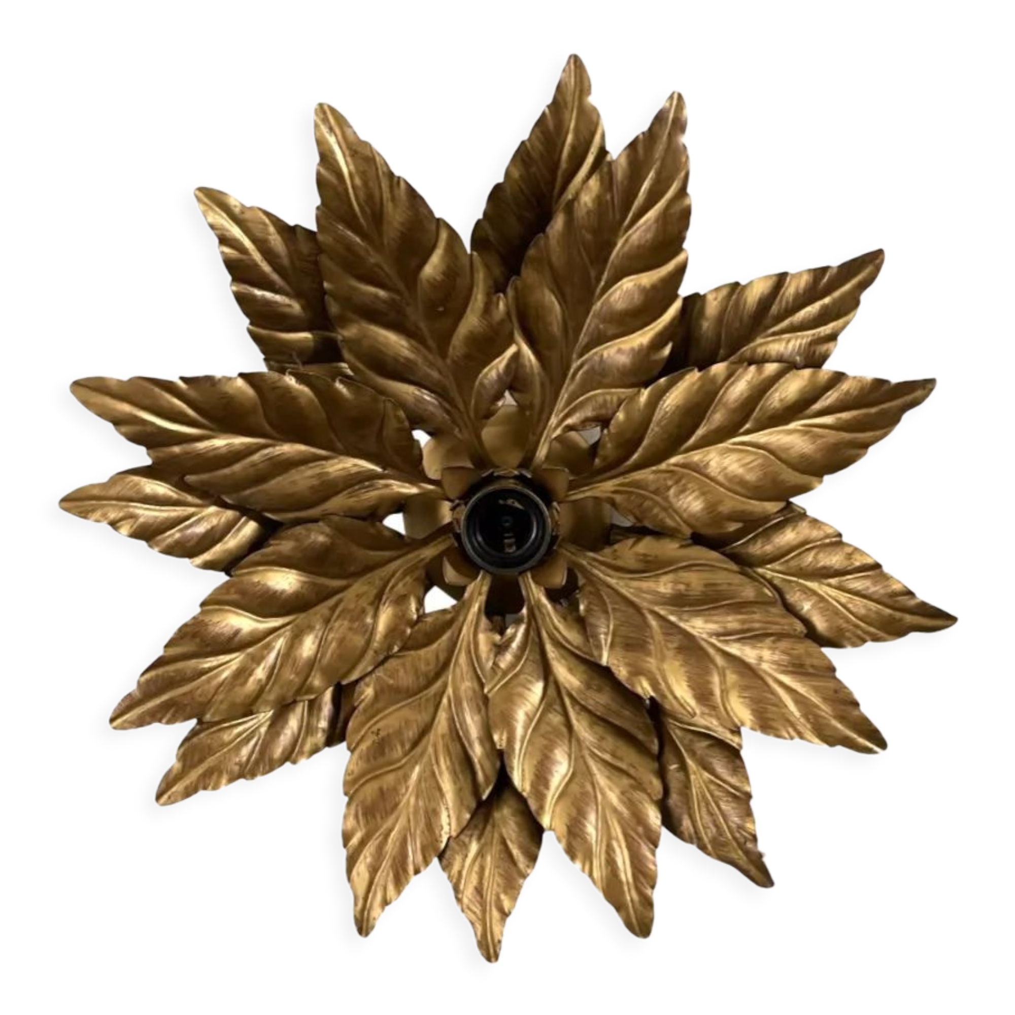 Vintage ceiling lamp or wall lamp leaves golden flowers