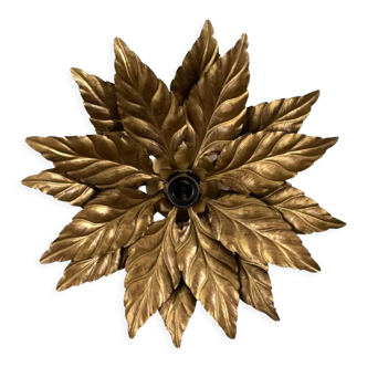 Vintage ceiling lamp or wall lamp leaves golden flowers