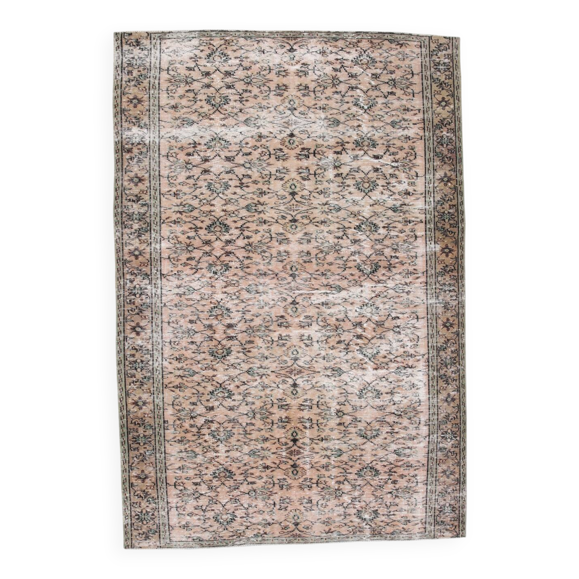 Light Blush Pink All-over Floral Vintage Rug, 188x276Cm