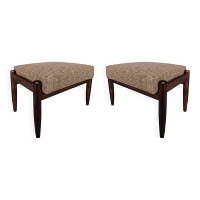 Set de deux tabourets vintage mélangés beige milieu du siècle, Edmund Homa, Europe, 1960s