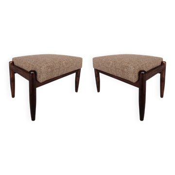 Set of two mixed beige vintage stools mid-century, Edmund Homa, Europe, 1960s