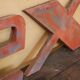 Letter to sign vintage metal 'I '.