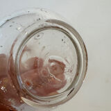 Antique blown glass carafe, enamelled with floral decoration, in the style of Legras.