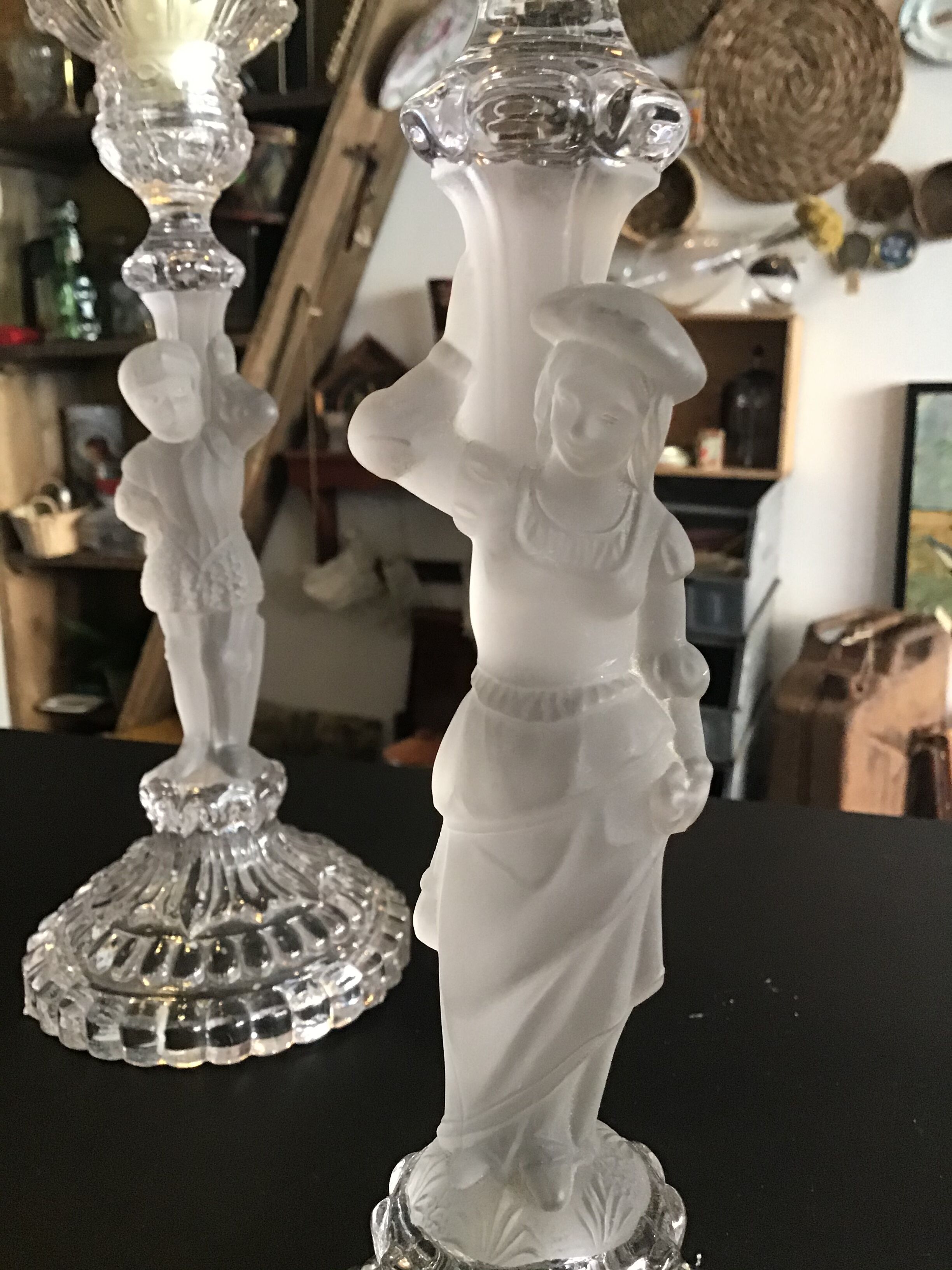 Pair of crystal candlesticks