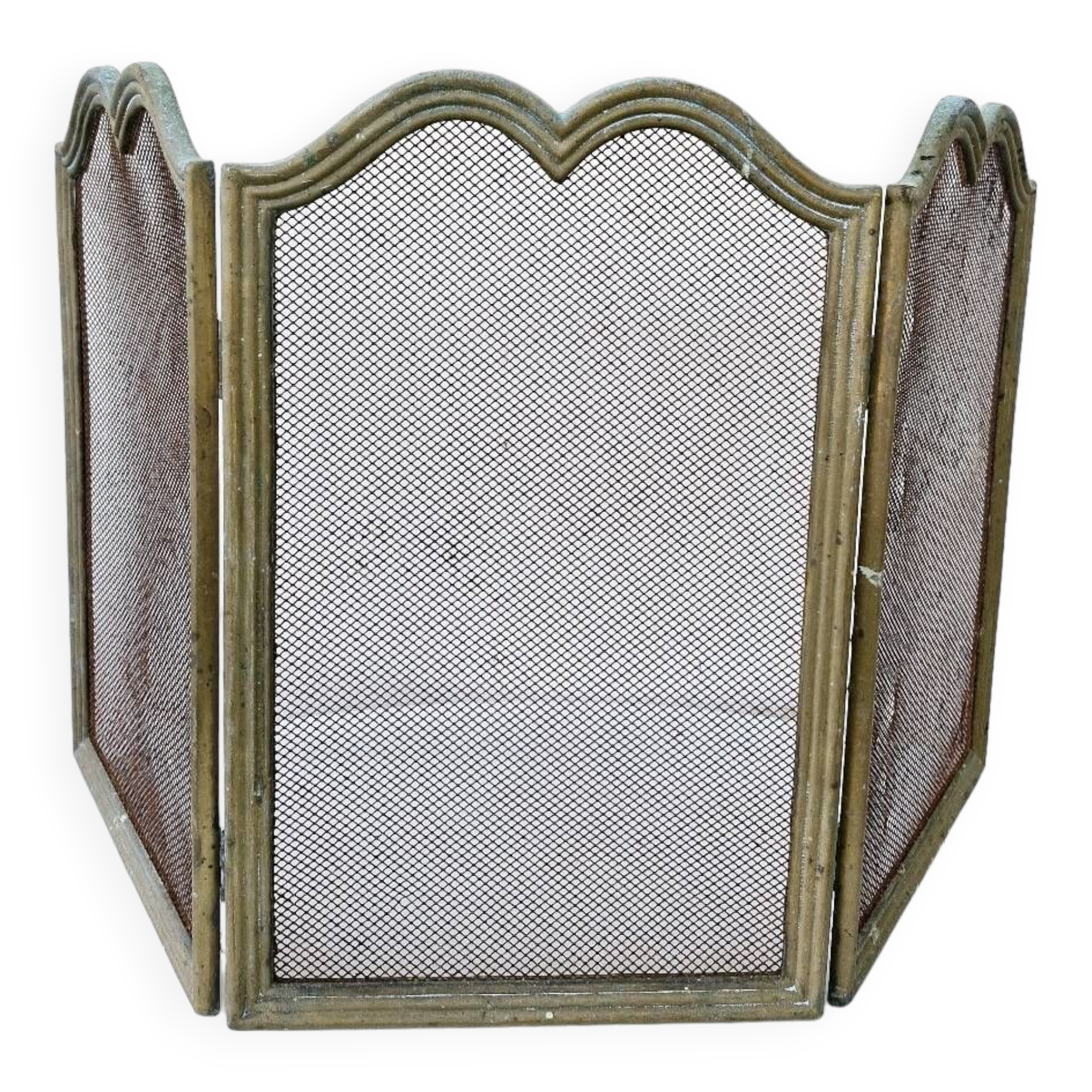 Old brass fire screen 75x38cm fireplace protection screen