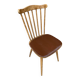 Antique baumann western chair wood + vintage brown leatherette seat