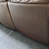 Canapé vintage en cuir brun par Rolf Benz