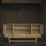 Brutalist oak sideboard from the mid-20th century, Danish cabinetmaker, 1960s.