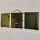Vintage 1920s triptych barber mirror in gold with green crocodile effect - 37 x 87.