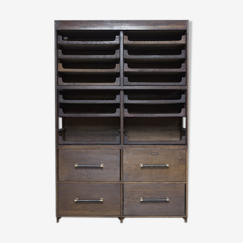 Armoire de mercerie vintage - 12 plateaux, 4 tiroirs