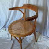 Curved beech cane office chair