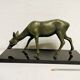 élégante Statue Art Déco Biche Régule patine verte
