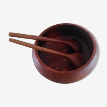 Teak bowl and cutlery