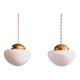 Duo of Art Deco suspensions in white opaline, 1920s-30s