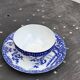 Coffee service composed of 17 pieces, in blue and white porcelain, cherry blossom patterns