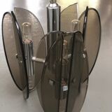 Italian chandelier 70s in beveled brown smoked glass