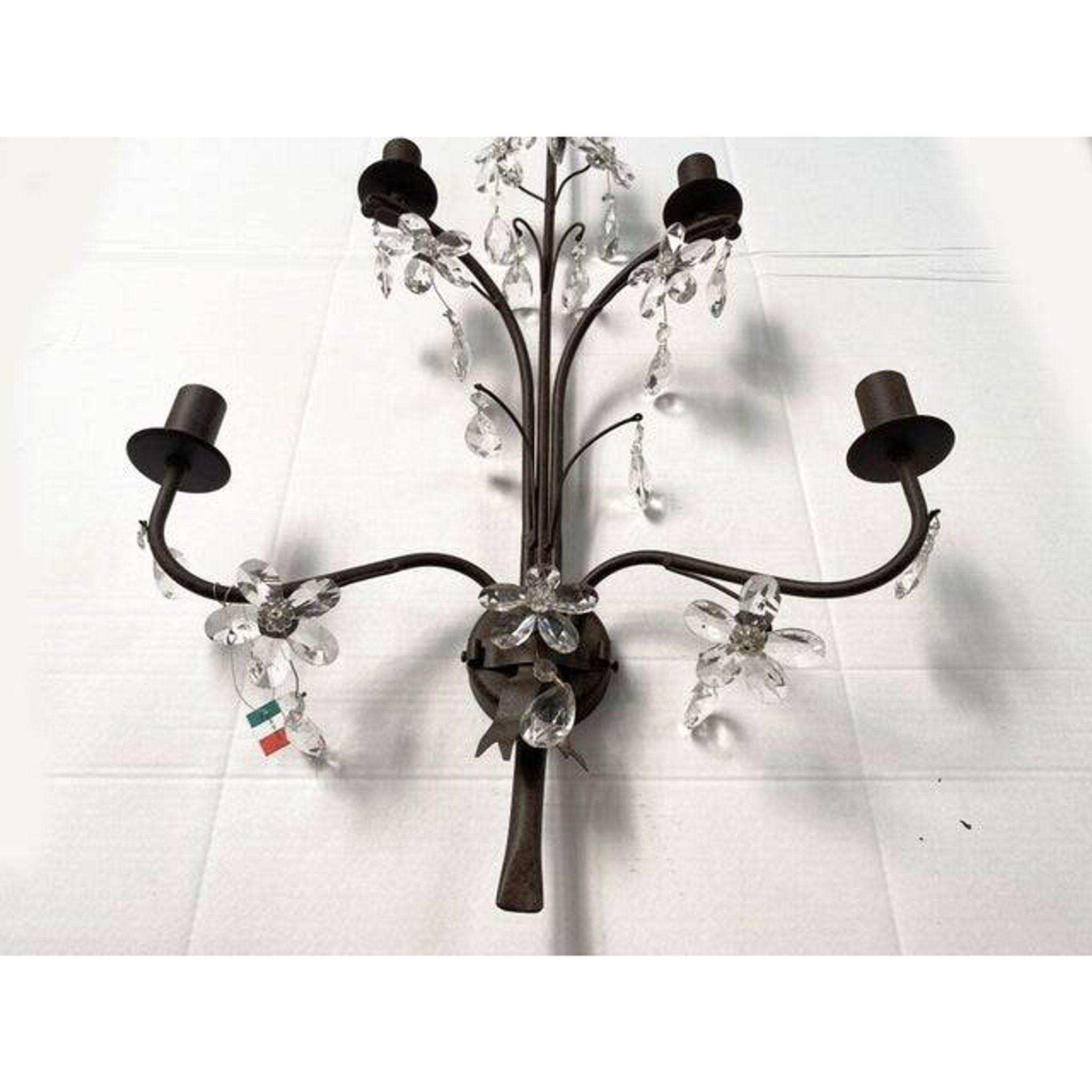 Contemporary rush and crystal flowers wall lamp