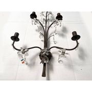 Contemporary rush and crystal flowers wall lamp