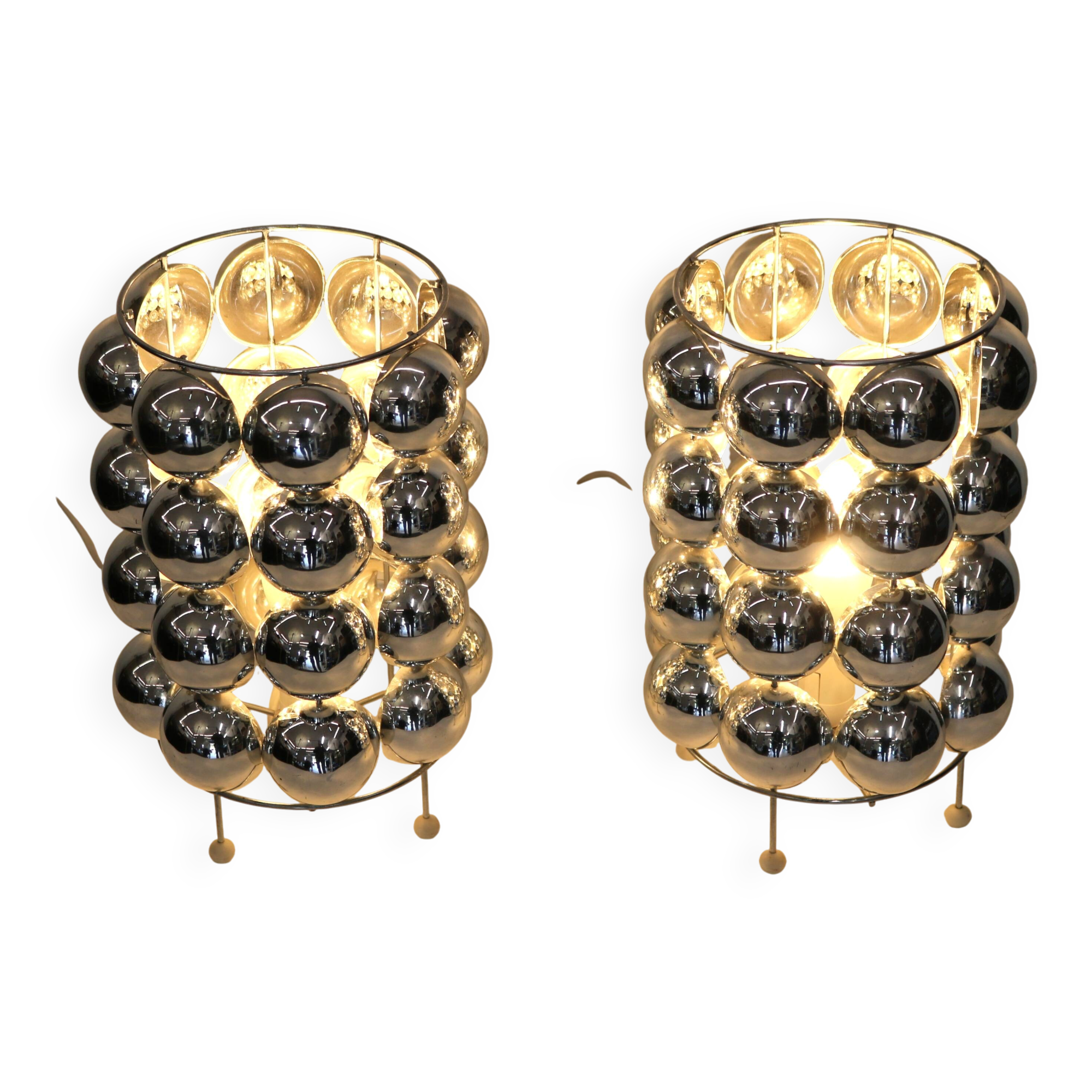 Pair of  Kare design table lamps model 62455 with chromed plastic bubbles