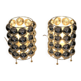 Paire de lampes de table Kare design modèle 62455 avec des bulles en plastique chromé.