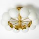 Beautiful 1960s Space Age brass ceiling lamp with 10 glass balls by Kaiser